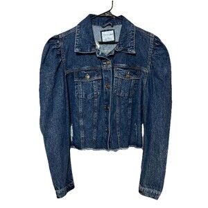 HIGHWAY JEANS Cropped Denim Puffed Sleeve Jacket 100% Cotton Sz 1X NWT